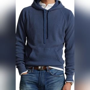 Polo Ralph Lauren Men's Clancy Blue Waffle Knit Pullover Hoodie